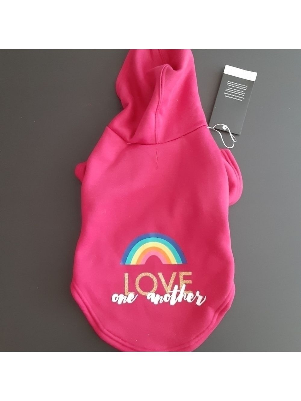𝅺Live Love Bark Love One Another Dog Coat Hoodie Pride Rainbow Small NEW